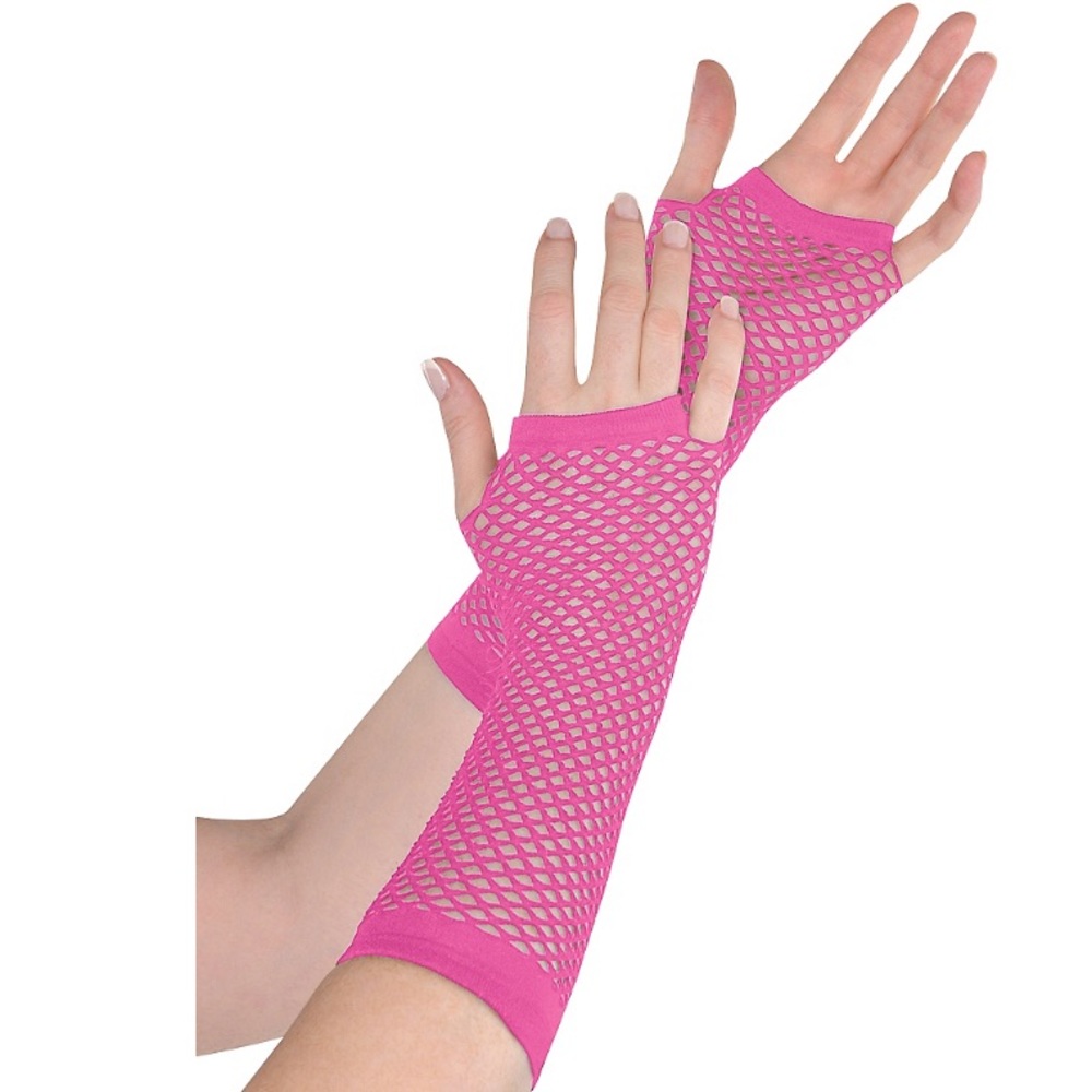 Pink fishnet gloves